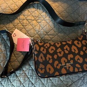 Kate Spade Black and Brown Animal Print Crossbody Bag